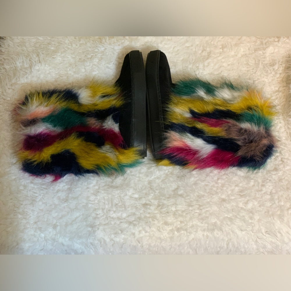 Colorful Faux Fur Ankle Boots